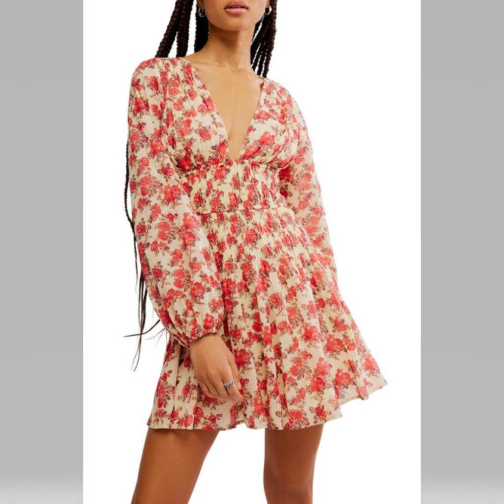 Free People Keep You Floral Mini Dress Classic Combo NWT
